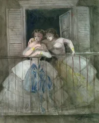 Mädchen auf dem Balkon, 1855-60